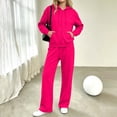 thumbnail image 5 of Women's Zip Up Hoodie and Wide Leg Pants Set Casual Lounge Tracksuit with Drawstring and Pockets for Fall Winter Daily Wear, 5 of 7