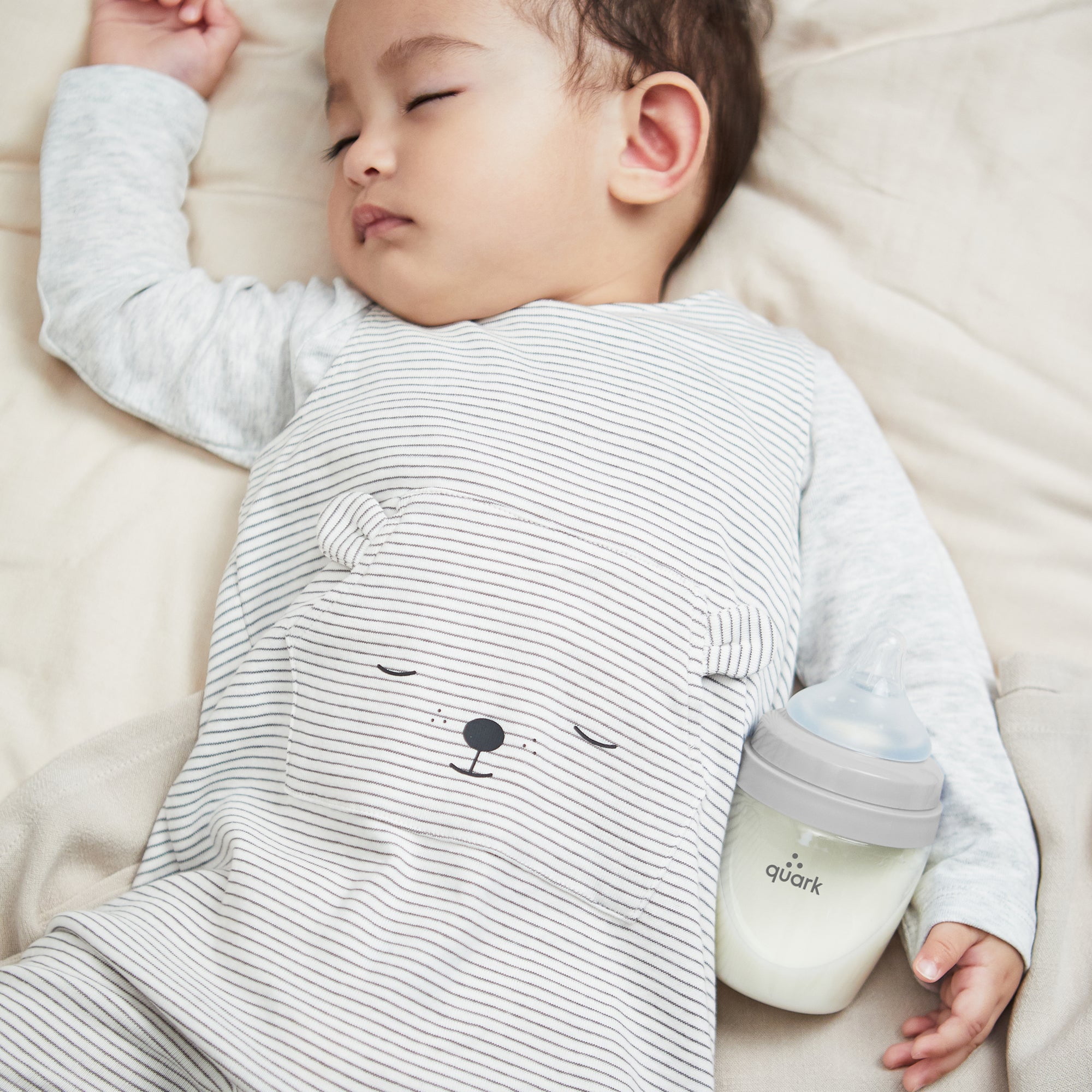 Quark BuubiBottle Combo Feeding Baby Bottle MINI, 5oz, Slow Flow, 0m+, 1 Pack, Gray