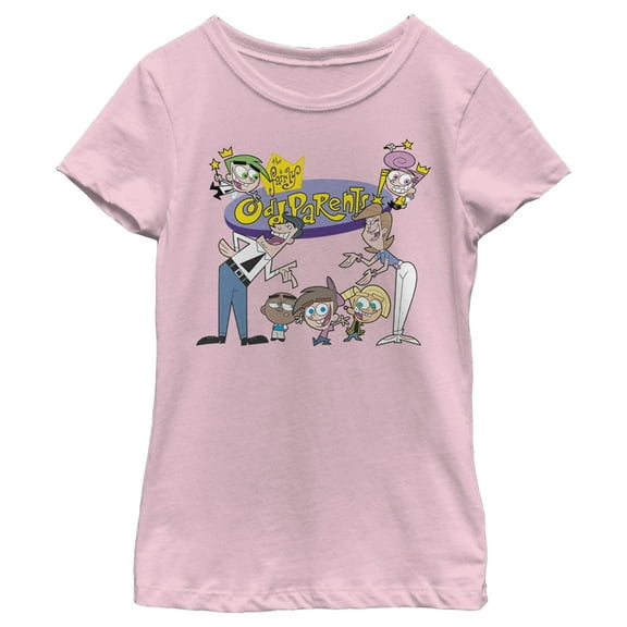 Girl's The Fairly OddParents Character Group Shot Logo  Graphic Tee Light Pink X Small