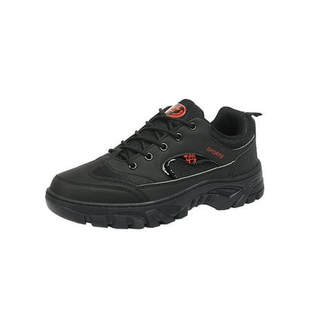 

GENILU Men Sneakers Fitness Workout Hiking Shoes Lace Up Trekking Shoe Mens Trainers Wear Resistant Breathable Athletic Sneaker Round Toe Absorbs Shock Black 10