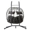 thumbnail image 2 of 2 Persons Egg Chair With Stand Indoor Outdoor Swing Chair Patio Wicker Hanging Egg Chair Hanging Basket Chair With Stand For Bedroom Living Room Balcony,Dark Gray, 2 of 22