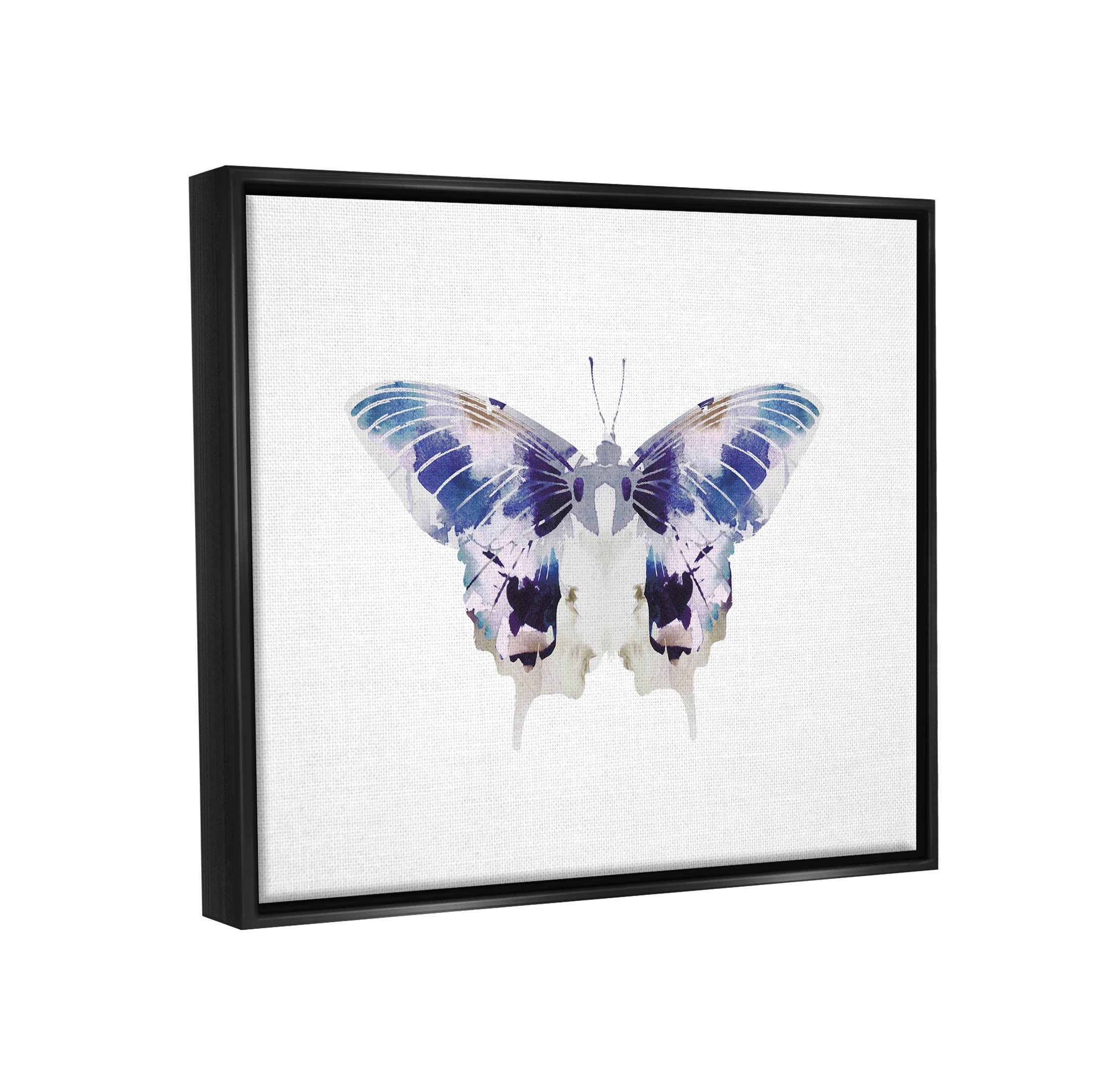 Stupell Industries Vivid Purple Butterfly Insect Graphic Art Jet Black Floating Framed Canvas Print Wall Art, Design by Leah Straatsma