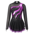 thumbnail image 3 of Raenseen Figure Ice Skating Dress for Girls Mesh Long Sleeve Sparkly Rhinestones Gymnastics Leotard Ballet Dance Outfit Purple 8, 3 of 7
