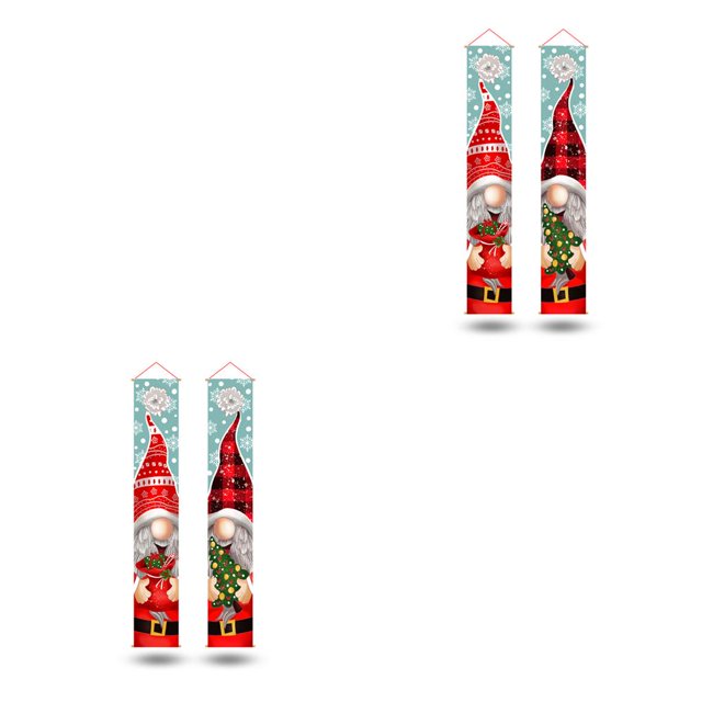 Moyic 1 par de coplas navideñas para anciano, Año Nuevo, puerta delantera, porche, pancartas, cortinas de dibujos animados, decoraciones, Tipo 1 2Conjunto