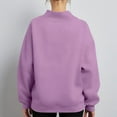 thumbnail image 5 of SBYOJLPB Women's Winter Casual Pullover Sweatshirt Long Sleeve Stand Collar Loose Fit Solid Color Top Purple XL, 5 of 6