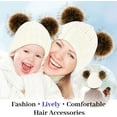 thumbnail image 5 of Parent-Child Beanie Hat, Mother Baby Winter Knitted Warm Hat Pom Pom Crochet Beanie Cap for Outdoor, for Kids Khaki, 5 of 9