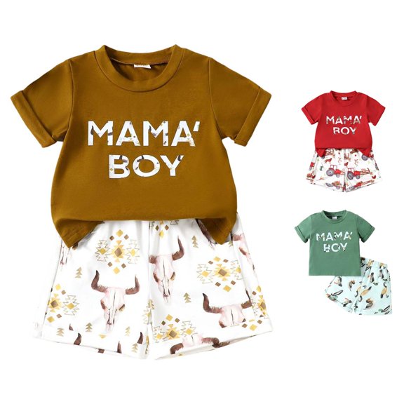 VOUZZA Kids Letter 2 Piece Shorts Set Short Sleeve T Shirt and Shorts Boys Summer Clothes Toddler Kids Outfit Boys Summer Outfit