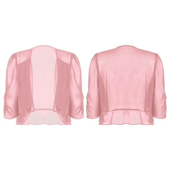 MSemis Womens 3/4 Sleeve Ruffle Chiffon Bolero Shrug Cardigan