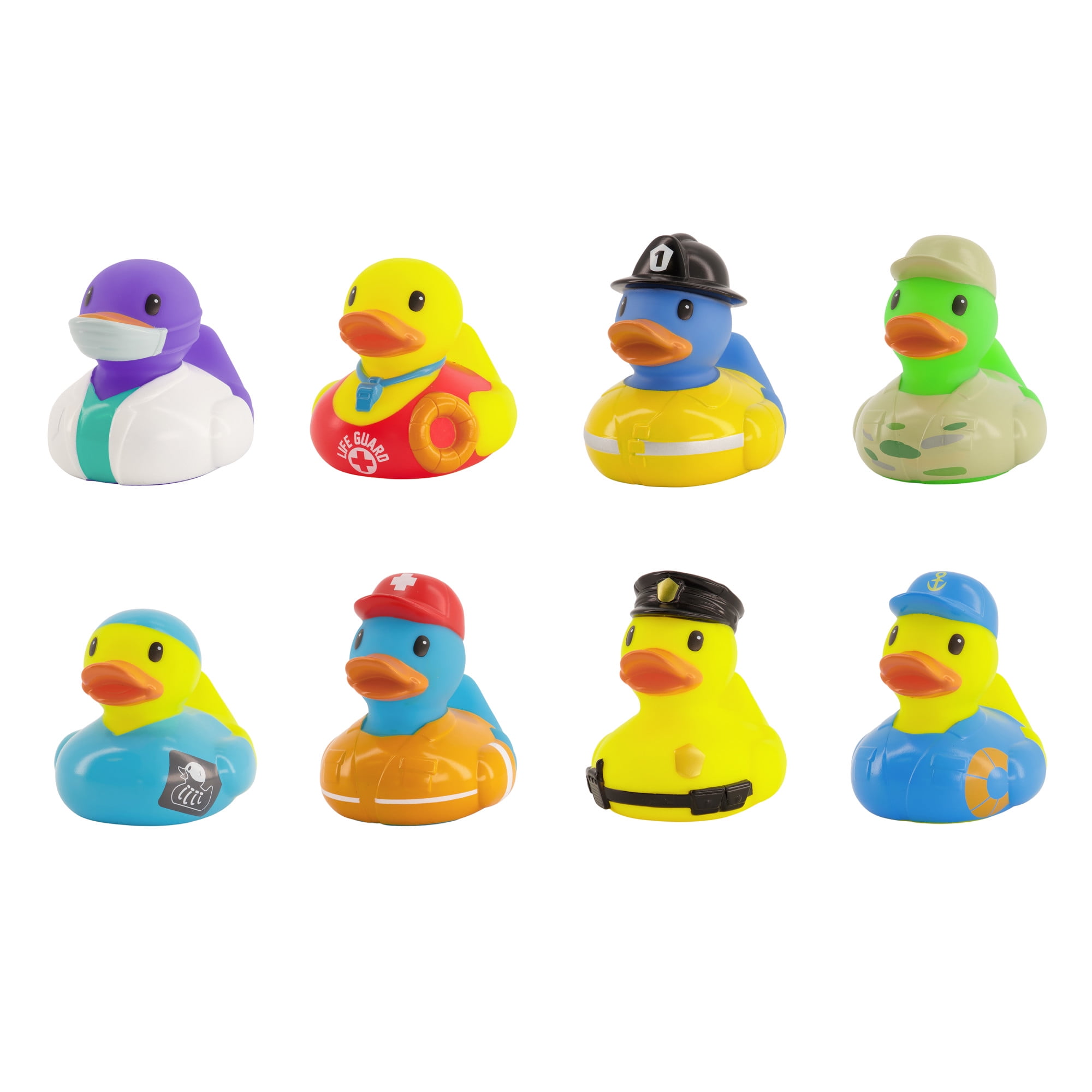 Infantino Heroes Duck Set, Assorted Unisex First Responder Bath Toys, 8 Pieces