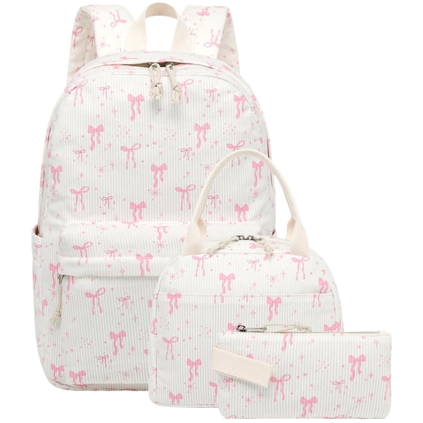 Set de Mochila Escolar BTOOP con Lazo Rosa Impermeable y Aislante