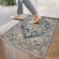 thumbnail image 3 of Bohemian Blue Floral Patterned Carpet Door Mat Welcome Door Mat for Front Door, Home Entrance, Yard, Floor, Patio, Non Slip Spring Summer Welcome Mat Indoor Outdoor Doormat 30"*17", 3 of 6