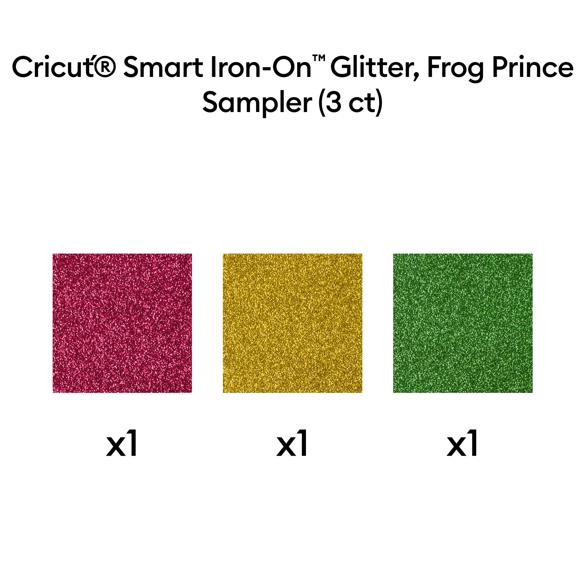 Cricut® Smart Iron-On™ Vinyl Glitter Matless Heat Transfer Vinyl, Frog Prince Sampler - 13 in x 12 in (3 ct), 13" x 12"