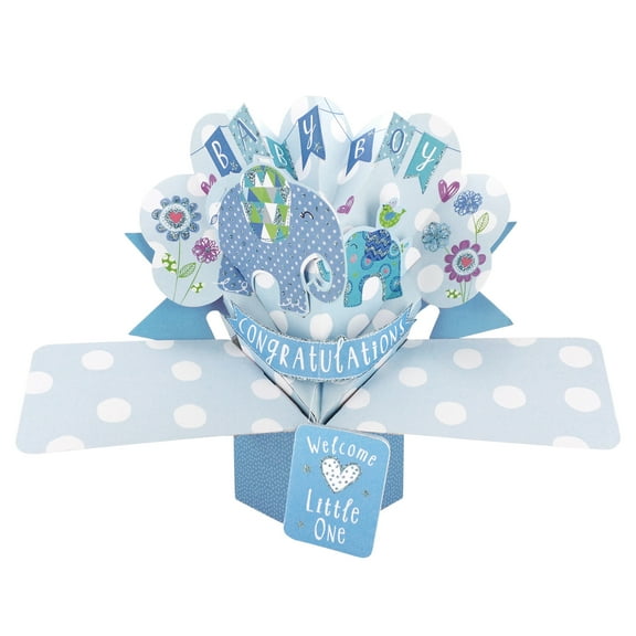 Pop-Up Greeting Card – Baby Boy (New Baby Congratulations)