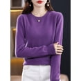 thumbnail image 5 of Suéter de lana merino 100 % para mujer, jersey de cachemira, prendas de punto, otoño e invierno, cuello redondo, color liso, ropa básica de moda para mujer, 5 of 5