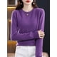 thumbnail image 5 of Suéter de lana merino 100 % para mujer, jersey de cachemira, prendas de punto, otoño e invierno, cuello redondo, color liso, ropa básica de moda para mujer, 5 of 5