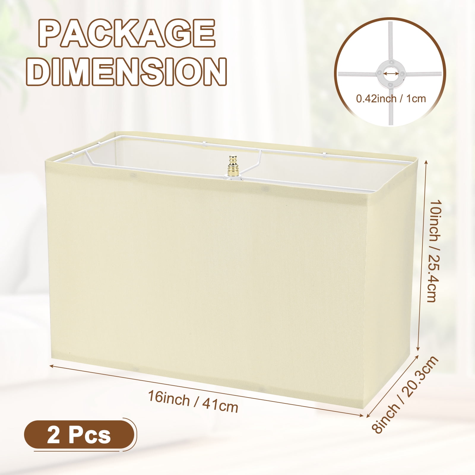 Uxcell 2 Pack Rectangle Lamp Shades 16" x 8" x 10" Large Lamp Shades for Table Wall Bedside Floor Lamp Replacement Gold