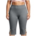 thumbnail image 5 of BUIGTTKLOP Plus Size Capri Leggings for Women High Waisted Yoga Capris Side Split Stretchy Pull on Cropped Workout Pants, 5 of 6