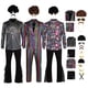 thumbnail image 2 of Disfraz de discoteca retro de los años 70 y 80 para hombre adulto, disfraz de hippie de los años 90, camisa, abrigo, pantalones acampanados, peluca, collar, traje de carnaval de Halloween, 2 of 5