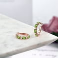 thumbnail image 5 of Gem Stone King 4.23 Ct Green Peridot G-H Lab Grown Diamond 18K Rose Gold Plated Silver Hoop Earrings, 5 of 5