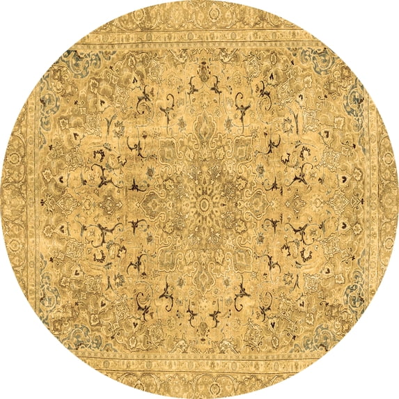 Ahgly Company Indoor Round Abstract Brown Modern Area Rugs, 4' Round