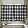thumbnail image 4 of Black White Plaid Semi Sheer Curtains 45 Inch Length 2 Panels Set, Modern Simple Buffalo Check Gingham Sheer Kitchen Curtain Privacy Voile Window Curtain for Living Room Bedroom Rod Pocket Drapes, 4 of 7