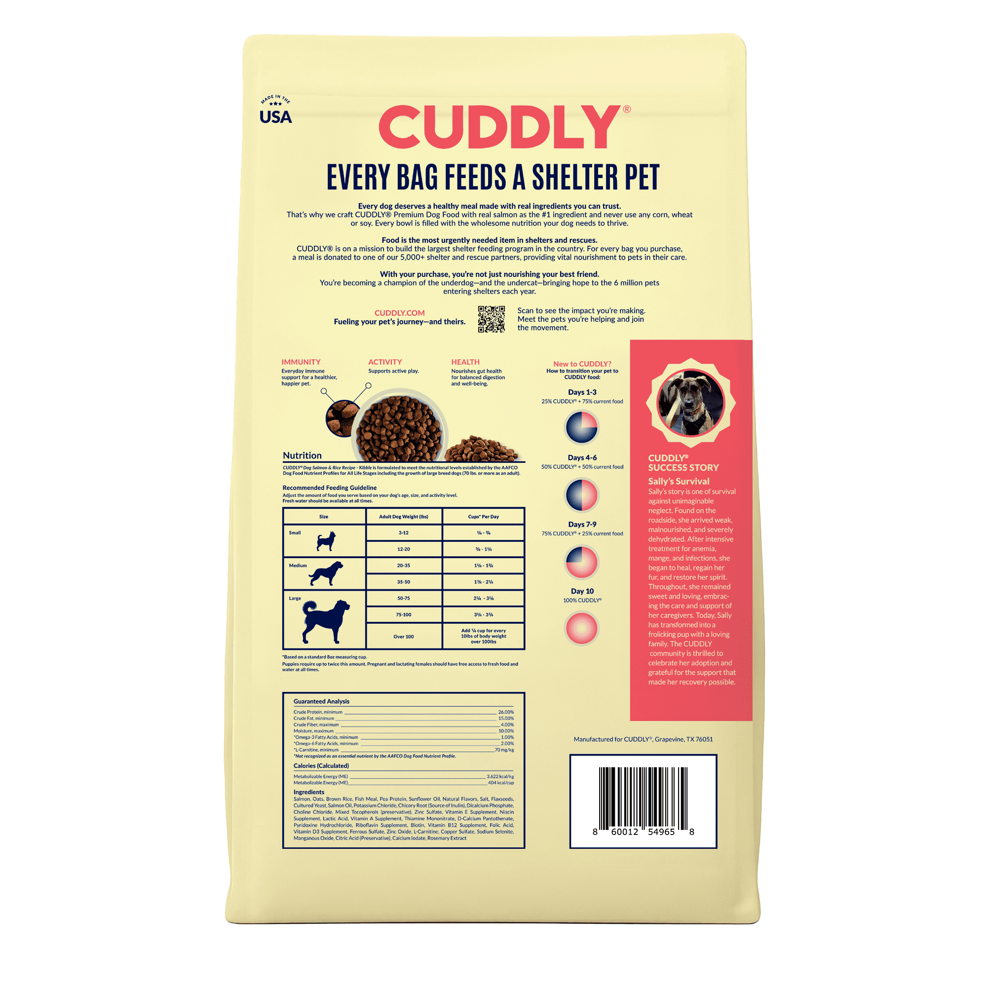 CUDDLY Dry Dog Food, Salmon and Rice, 25 lb Bag