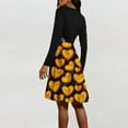 thumbnail image 4 of 2026 Valentine Dress for Women Retro Long Sleeve V-Neck Cocktail Dresses with Belt 3D Love Heart Print A-Line Dress Gold 3XL, 4 of 6