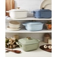 thumbnail image 5 of Smith & Clark Ironworks 4 Quart Enameled Cast Iron Square Dutch Oven Pot with Lid, Cool Blue, 5 of 15