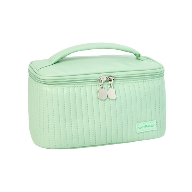 Cosmetic Pouch Wide Opening Portable Handle High Capacity Compartment Design Smooth Zipper Store Cosmetics Plaid Pattern Lady Large Travel Toiletry