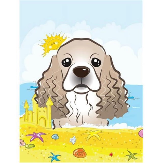 Carolines Treasures BB2084CHF Cocker Épagneul Été Plage Toile Maison Drapeau