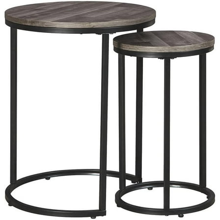 Bowery Hill 2-Piece Engineered Wood Nesting End Table Set in Gray/Black