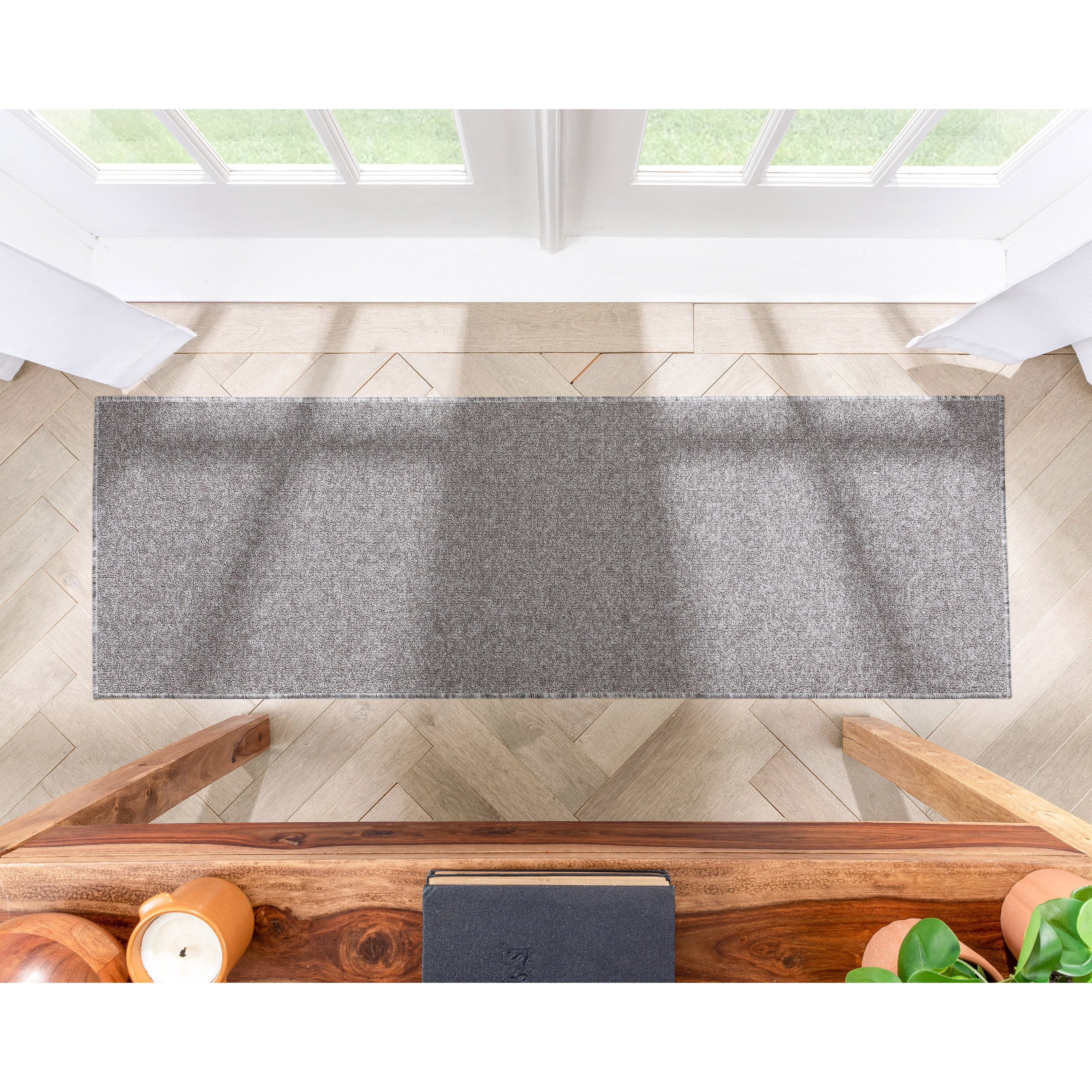 Well Woven Kings Court Warby Modern Grey Non Slip Washable 1'8" x 5' Stair Tread Area Rug
