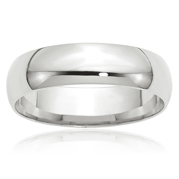 14K Solid White Gold 6mm Comfort Fit Plain Classic Wedding Band Ring