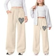 thumbnail image 2 of XEGLSBU Girls Pants Size 8-9 Girl's Baggy Sweatpants Lightweight Straight Leg Athletic Pants with Pockets Beige Size 12-13 Years, 2 of 9