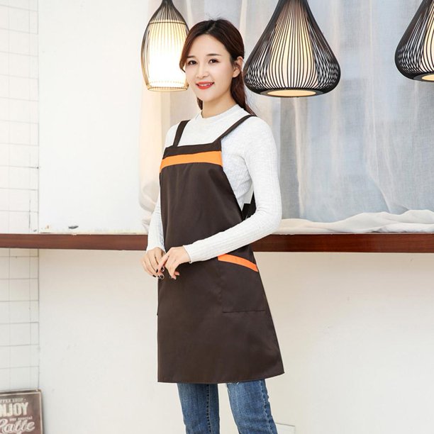 Delantal de cocina para hombres y mujeres con/bolsillos Chef vestido para hornear en casa (café) Ndcxsfigh Nuevos Originales