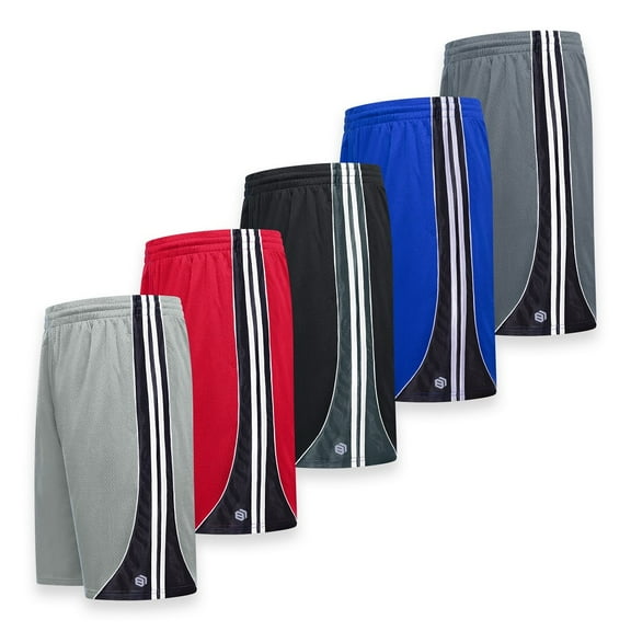 Men's Premium Active Athletic Performance Shorts with Pockets - 5 Pack