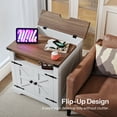 thumbnail image 6 of HOOBRO Farmhouse End Table with Charging Station, 23.6" Large End Tables for Living Room, Sofa Side Table with Barn Door, Wooden Square Nightstand Bedside Table, Flip Top, White and Walnut WH601UBZ01, 6 of 12