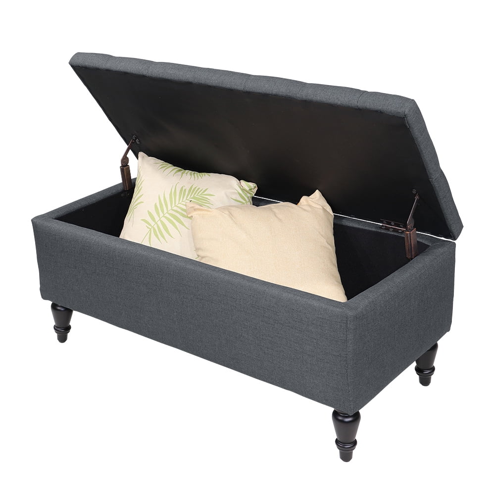 Abble 38 inch Fabric Upholstered Flip Top Storage Bench