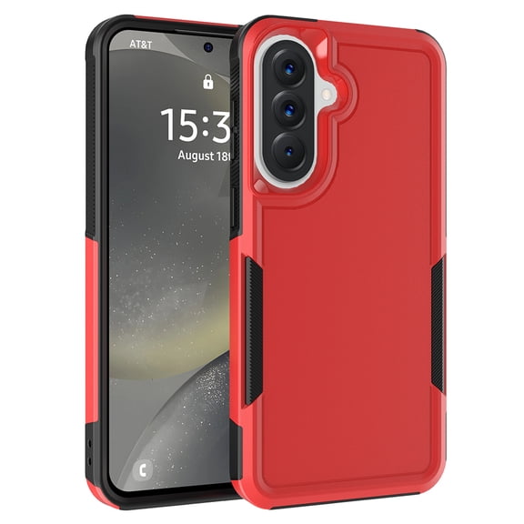 Defender Case for Samsung Galaxy A57 5G 6.7", Dual Layer PC TPU Rugged Shockproof Full Body Protective Cover,Red,For Galaxy A57 5G