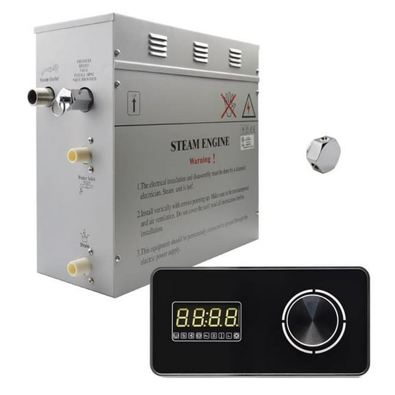 Steam Planet GH9LB Superior Encore 9 kW Self-Draining Steam Bath Generator Kit & Horizontal Digital Keypad, Black