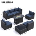 thumbnail image 2 of MRUAKA 8 Pieces Patio Conversation Set With Firepit, Outdoor Sectional PE Rattan Wicker Furniture Seat,Blue, 2 of 8