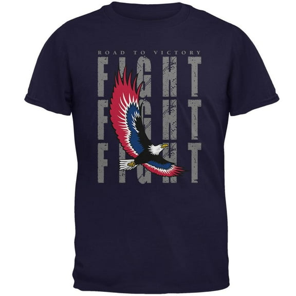 4th Of July American Road To Victory Eagle Fight Mens T Shirt Navy 3X-LG