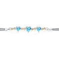 thumbnail image 2 of 925 Sterling Silver and 10K Yellow Gold Swiss Blue Topaz and White Lab Grown Diamond Bracelet for Women (3.48 Cttw, Gemstone November Birthstone, Heart 7MM and 6MM, 6.5/7/7.5 inch, Made in Italy), 2 of 5