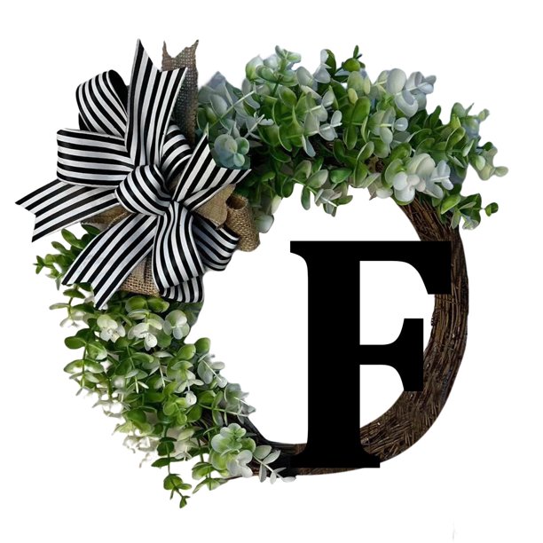 Corona Prolriy con apellido único, corona para puerta de entrada durante todo el año con lazo, letrero de bienvenida, guirnalda creativa de 26 letras de granja para puerta de entrada, primavera,