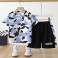 thumbnail image 2 of KPOPLK Toddler Boys Sports Outfits Set for Teen Clothes Quick Dry Athletic Shirt Shorts Set Soccer Set Baseball Active Outfit 2Pcs 1-14Y Size 7-8 Years,Blue, 2 of 7