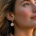 thumbnail image 2 of Rag Jewels 925 Sterling Silver 3.00 Ct Round Cut Diamond Sand Dollar Drop Earring's 14K 2 Tone Gold Plated For Women's, 2 of 3