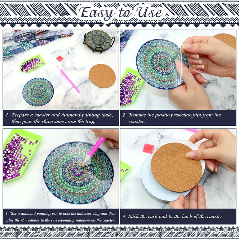 Temlum 6 Pcs Diamond Painting Coasters With Holder, Diy Mandala Coasters  Diamond Painting Kits For Beginners, Adults & Kids Art Craft Supplies