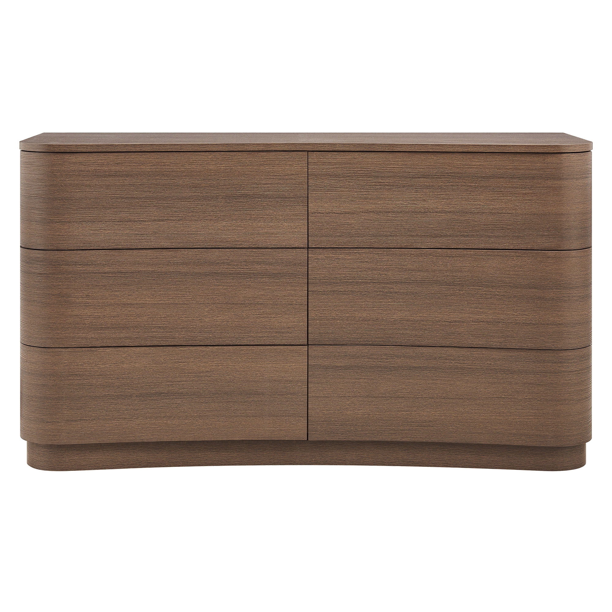 Modway Mirae 6-Drawer Curved Dresser in Brushed Brown Oak by Modway