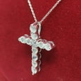 thumbnail image 3 of 2.00Ct Round Cut VVS1 Moissanite Cross Pendant Necklace – 14K White Gold Plated Sterling Silver Religious Charm with 18" Free Chain – Graduation & Faith Jewelry, 3 of 6