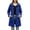 #0089-Blue, variant on Women's Long Hooded Waterproof Jacket with Drawstring Waist and Pockets for Hiking Travel Outdoor